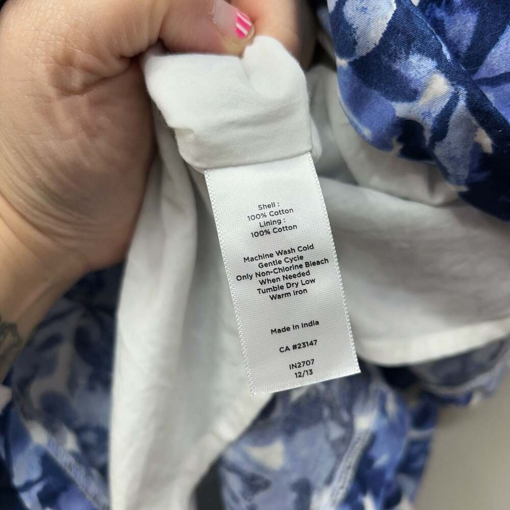 Talbots Blue Floral Watercolor Cotton Sleeveless Fit & Flare Dress - Picture 7 of 13